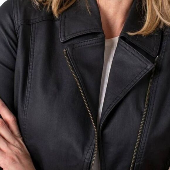 Liverpool Jean Company Black Denim Moto Jacket size Small NWOT - Picture 4 of 9